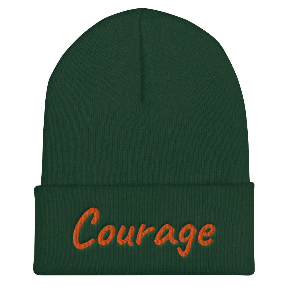 Courage In Amber Embroidery on Cuffed Beanie