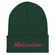 Motivation In Star Rose Quartz Embroidery on Cuffed Beanie