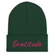 Gratitude In Star Rose Quartz Embroidery on Cuffed Beanie