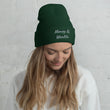 Money & Wealth In Silver Embroidery on Cuffed Beanie