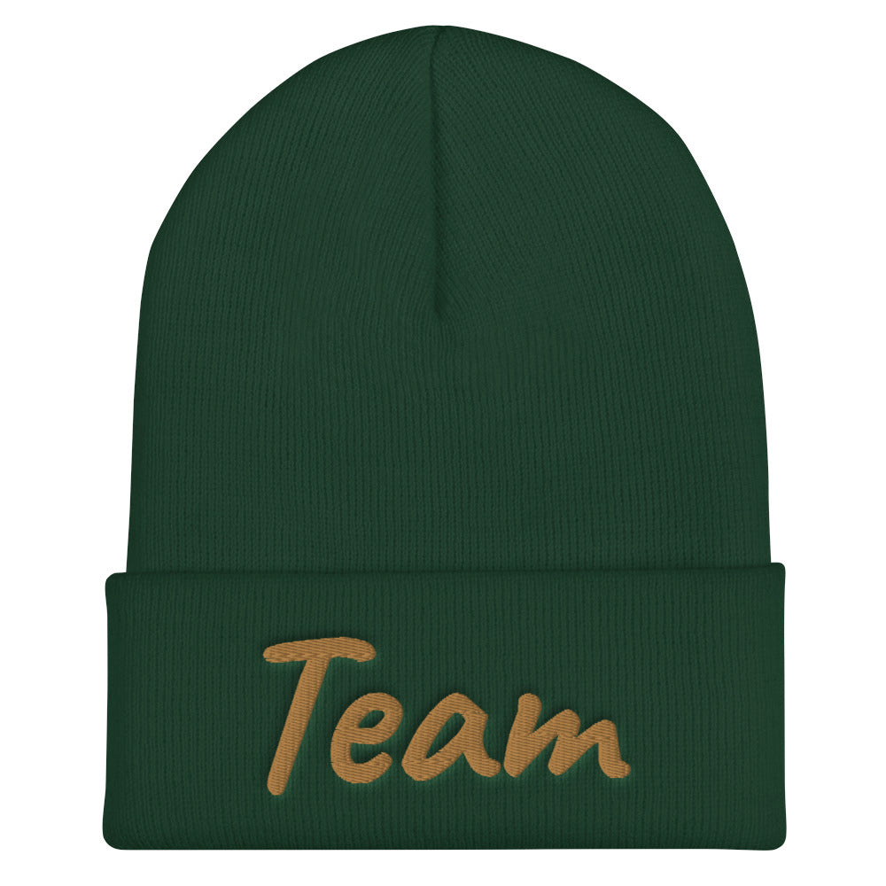 Team In Celluloid Embroidery on Cuffed Beanie