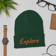 Explore In Amber Embroidery on Cuffed Beanie