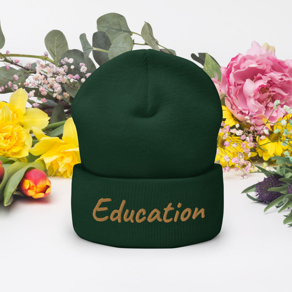 Education In Copper Embroidery on Cuffed Beanie