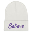 Believe In Amethyst Embroidery on Cuffed Beanie