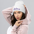 Believe In Amethyst Embroidery on Cuffed Beanie