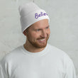 Believe In Amethyst Embroidery on Cuffed Beanie