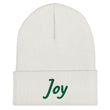 Joy In Emerald Embroidery on Cuffed Beanie