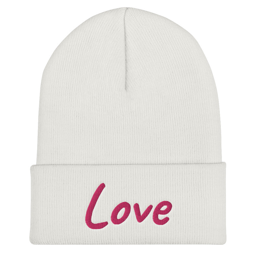 Love In Star Rose Quartz Embroidery on Cuffed Beanie