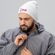 Love In Star Rose Quartz Embroidery on Cuffed Beanie