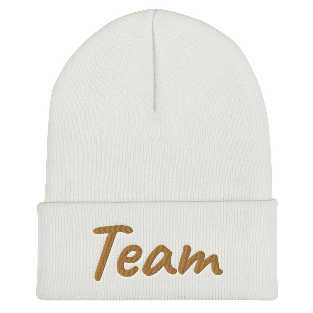 Team In Celluloid Embroidery on Cuffed Beanie