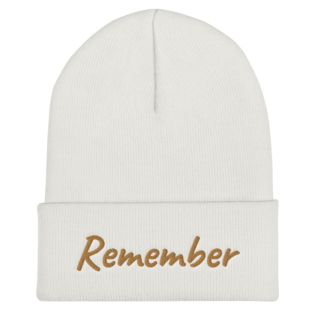 Remember In Celluloid Embroidery on Cuffed Beanie