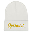 Optimist In Gold Embroidery on Cuffed Beanie