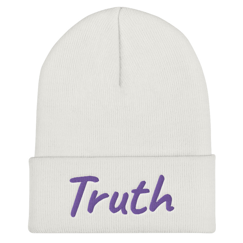 Truth In Amethyst Embroidery on Cuffed Beanie