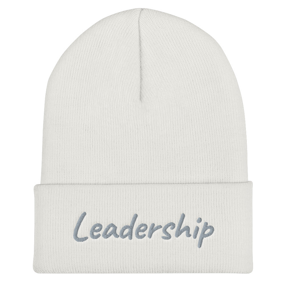 Leadership In Silver Embroidery on Cuffed Beanie