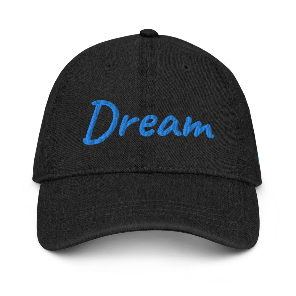 Dream In Sapphire Embroidery on Denim Hat