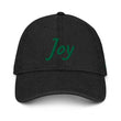 Joy In Emerald Embroidery on Denim Hat