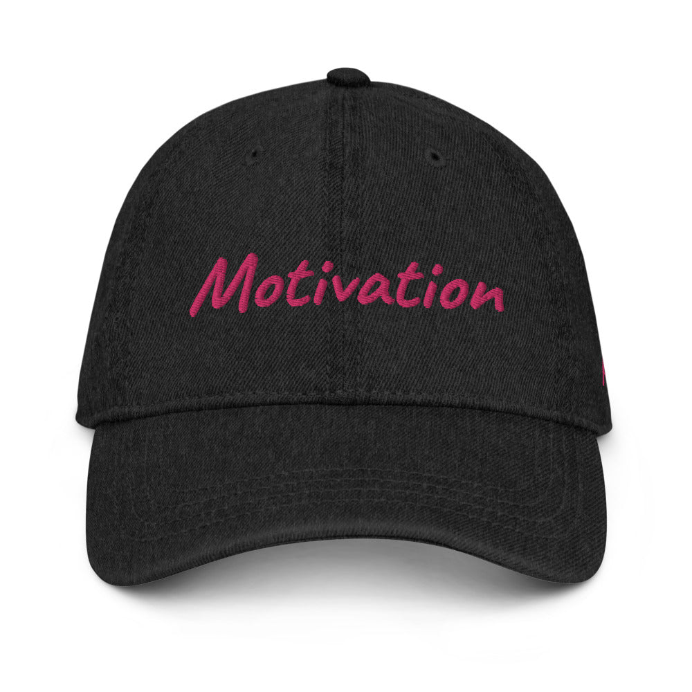 Motivation In Star Rose Quartz Embroidery on Denim Hat