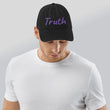 Truth In Amethyst Embroidery on Denim Hat