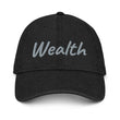 Wealth In Silver Embroidery on Denim Hat