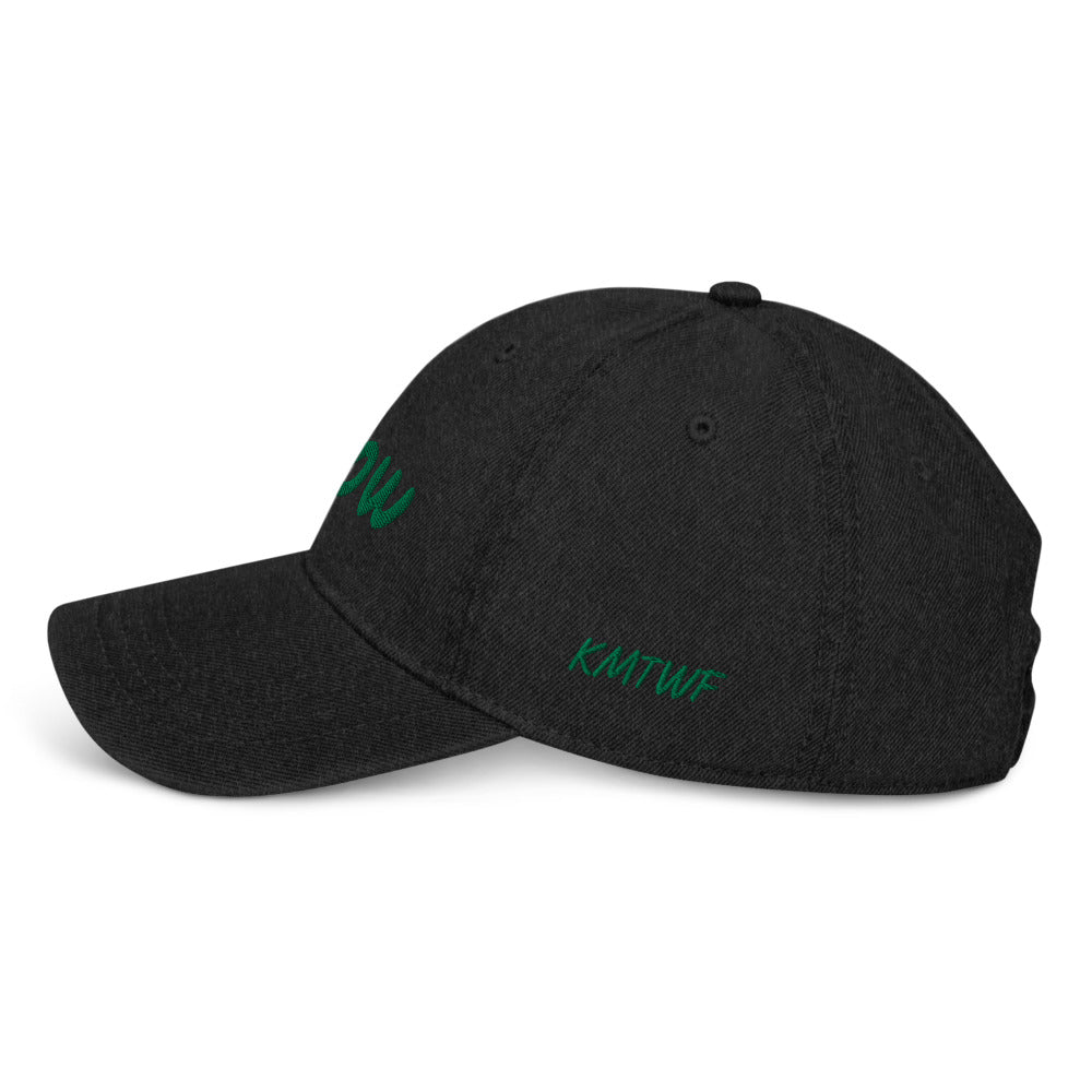 Now In Emerald Embroidery on Denim Hat