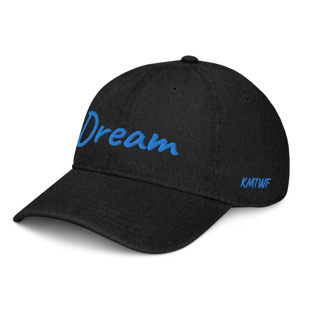 Dream In Sapphire Embroidery on Denim Hat