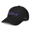 Believe In Amethyst Embroidery on Denim Hat