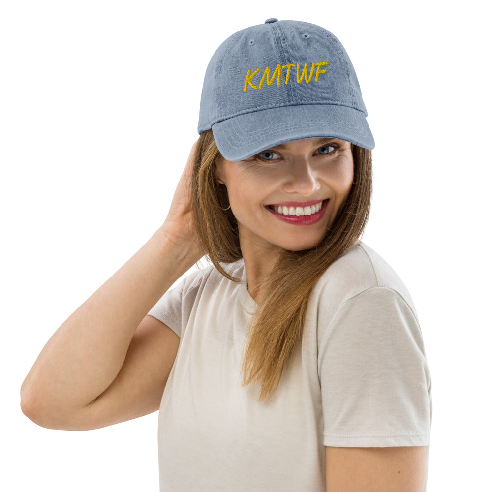 KMTWF In Gold Embroidery on Denim Hat