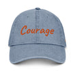 Courage In Amber Embroidery on Denim Hat