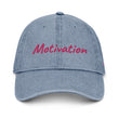 Motivation In Star Rose Quartz Embroidery on Denim Hat