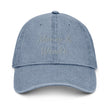 Money & Wealth In Silver Embroidery on Denim Hat