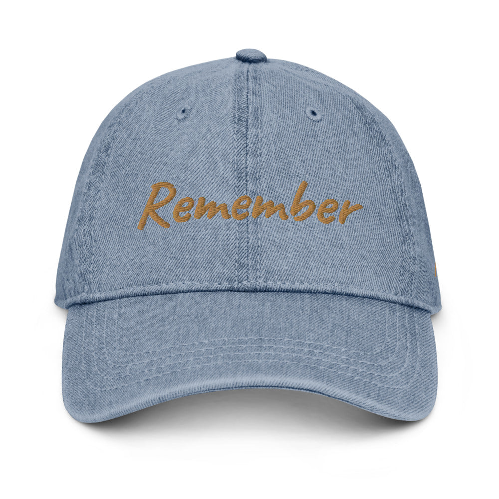 Remember In Celluloid Embroidery on Denim Hat