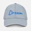 Dream In Sapphire Embroidery on Denim Hat