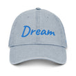 Dream In Sapphire Embroidery on Denim Hat