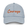 Courage In Amber Embroidery on Denim Hat