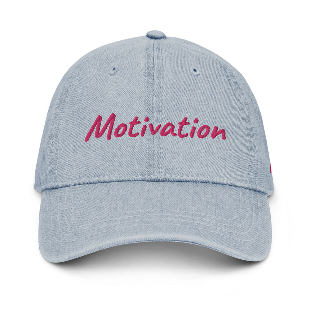 Motivation In Star Rose Quartz Embroidery on Denim Hat