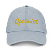 Optimist In Gold Embroidery on Denim Hat