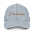 Education In Copper Embroidery on Denim Hat