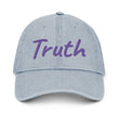 Truth In Amethyst Embroidery on Denim Hat