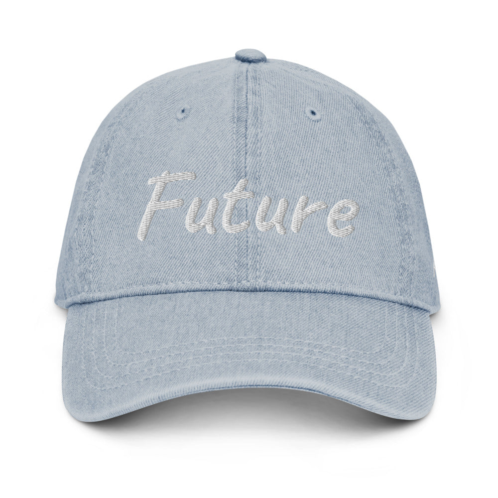 Future In Pearl Embroidery on Denim Hat