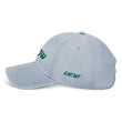 Now In Emerald Embroidery on Denim Hat