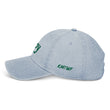 Joy In Emerald Embroidery on Denim Hat