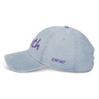 Truth In Amethyst Embroidery on Denim Hat