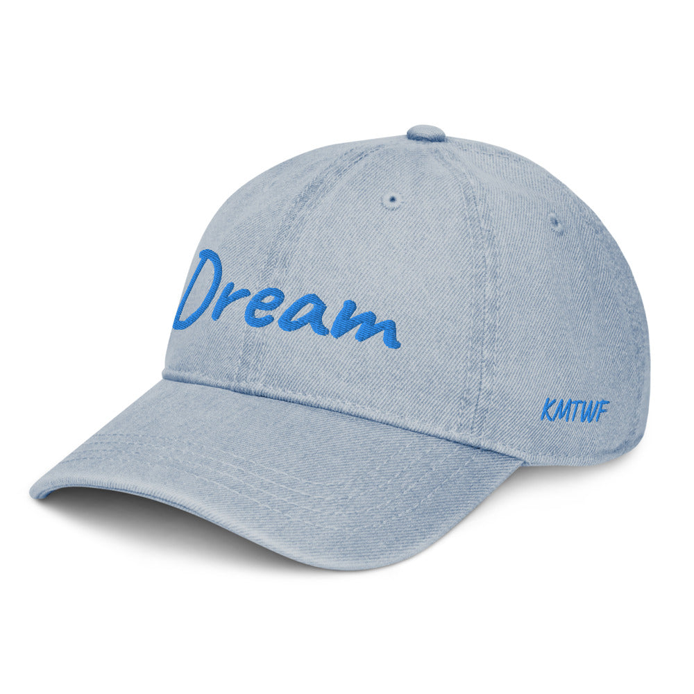 Dream In Sapphire Embroidery on Denim Hat