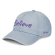 Believe In Amethyst Embroidery on Denim Hat