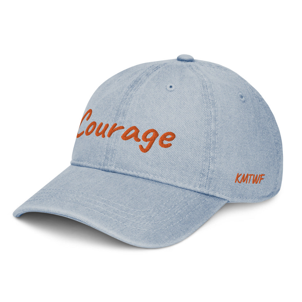 Courage In Amber Embroidery on Denim Hat