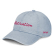 Motivation In Star Rose Quartz Embroidery on Denim Hat