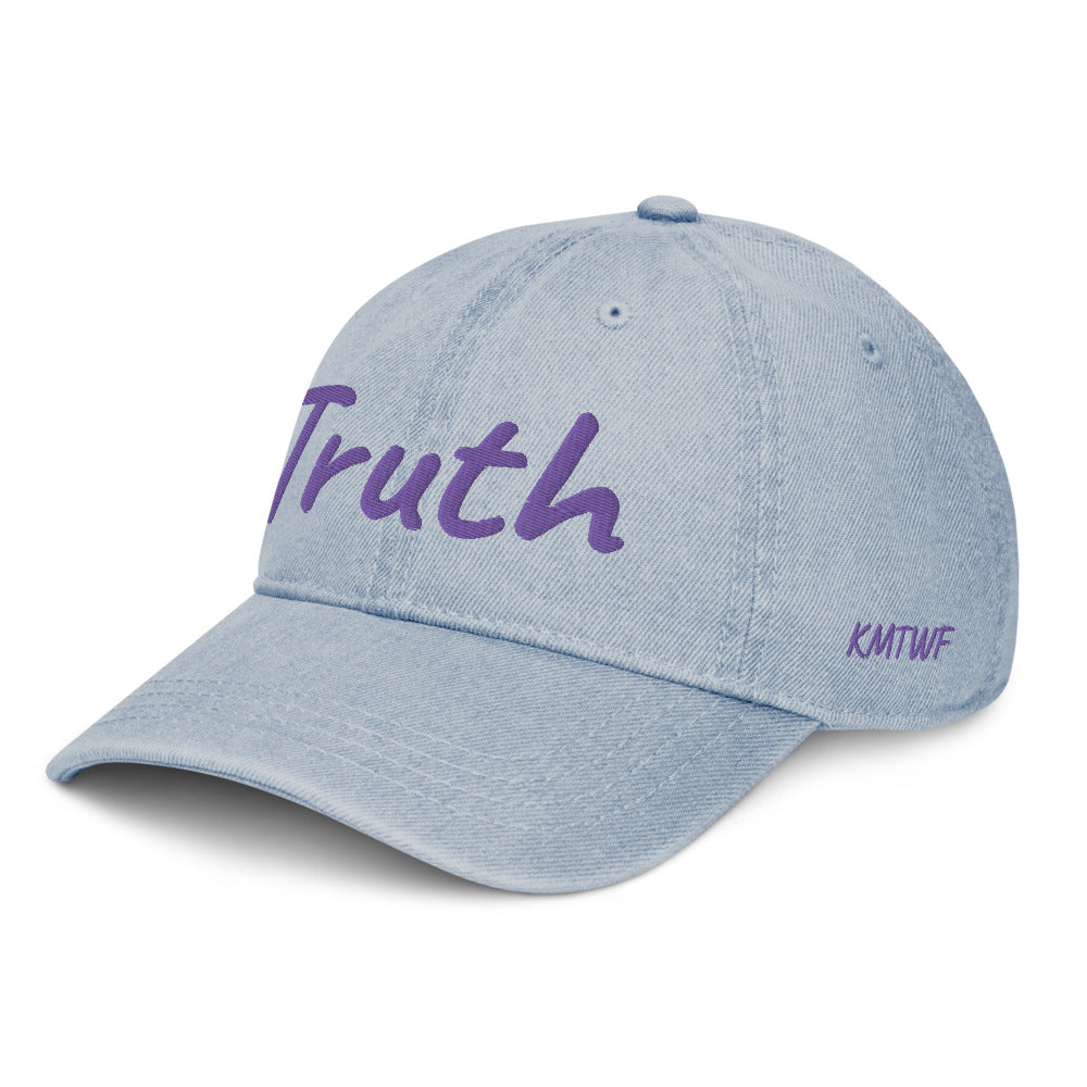 Truth In Amethyst Embroidery on Denim Hat