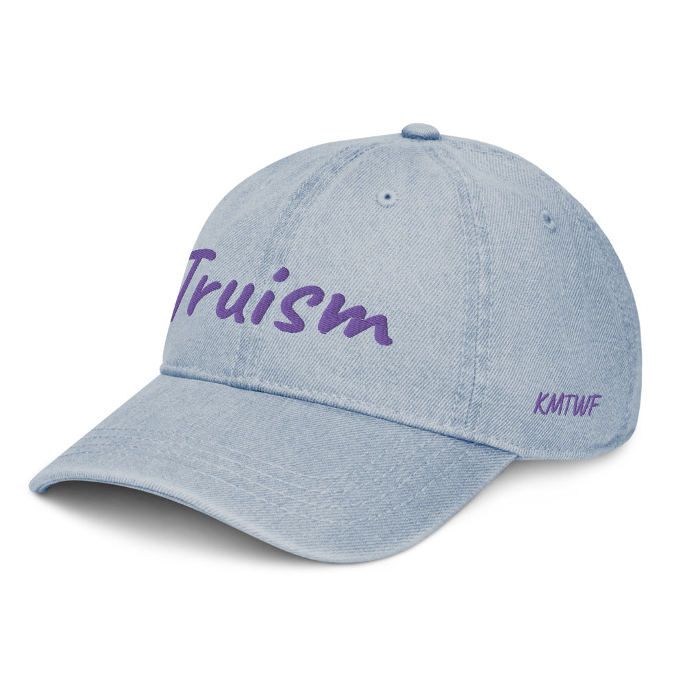 Truism In Amethyst Embroidery on Denim Hat