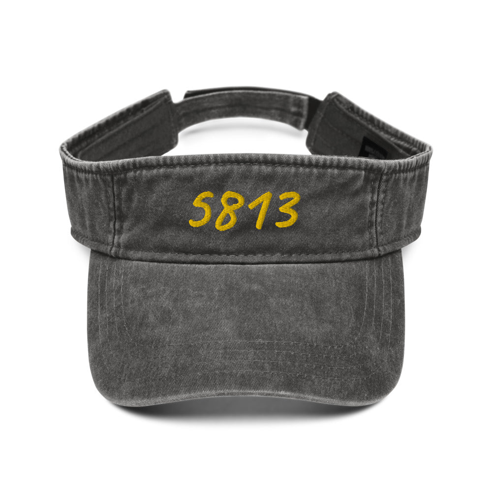 5813 In Gold Embroidery on Denim Visor