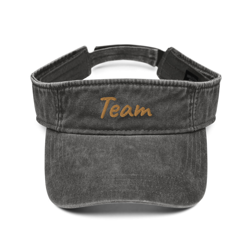 Team In Celluloid Embroidery on Denim Visor